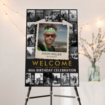 Custom Birthday Sign, Retro Photo Collage