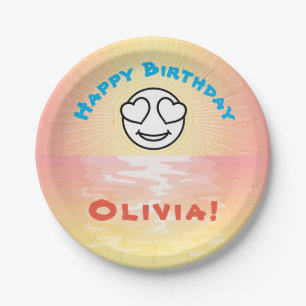 Custom Birthday Sunset Paper Plate