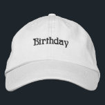 Custom Birthday Text Wishes Black colour Text Whit Embroidered Hat<br><div class="desc">White Colour Embroidered Hats or Caps

Black Colour Text

Beautiful Birthday Text Name White colour Hat</div>