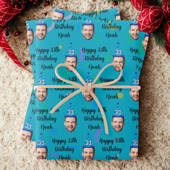Custom Birthday Wrapping Paper, Blue Paper Sheet (Creator Uploaded)