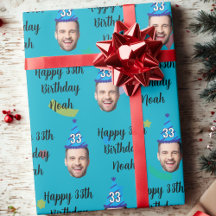 Custom Birthday Wrapping Paper, Blue