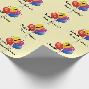 CUSTOM Birthday Wrapping Paper NAME YEAR Balloons