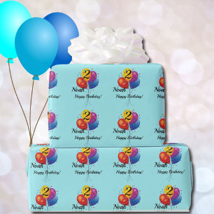 CUSTOM Birthday Wrapping Paper NAME YEAR Balloons