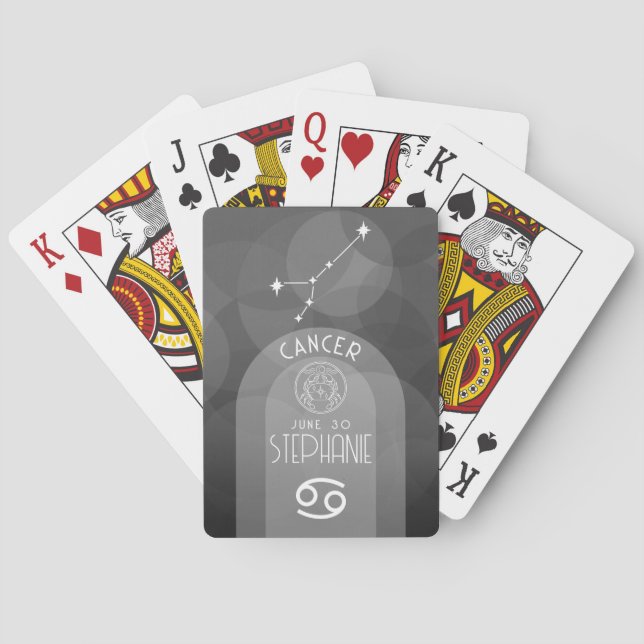 Custom Birthday Zodiac Cancer - Modern Design Playing Cards (Back)