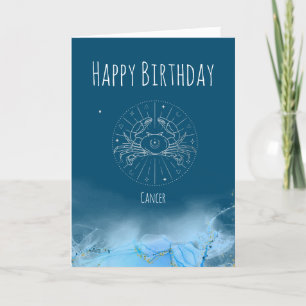 Custom birthday zodiac cancer star sign marble thank you card