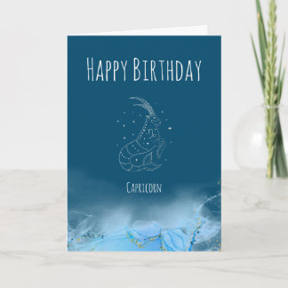 Custom birthday zodiac Capricorn sign marble Thank You Card