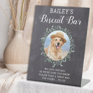 Custom Biscuit Bar Pet Photo Dog Wedding Favour Pedestal Sign