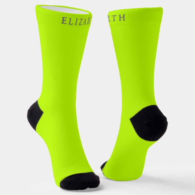 Custom Bitter Lime Green Colour Socks (Angled)