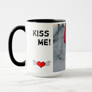 Custom Black 15 oz Ringer Kiss Me Mug ZAZZ_IT