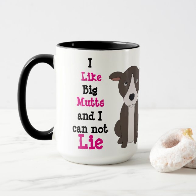 Custom Black 15oz Ringer Mug Big Mutts3 By ZAZZ_IT (With Donut)