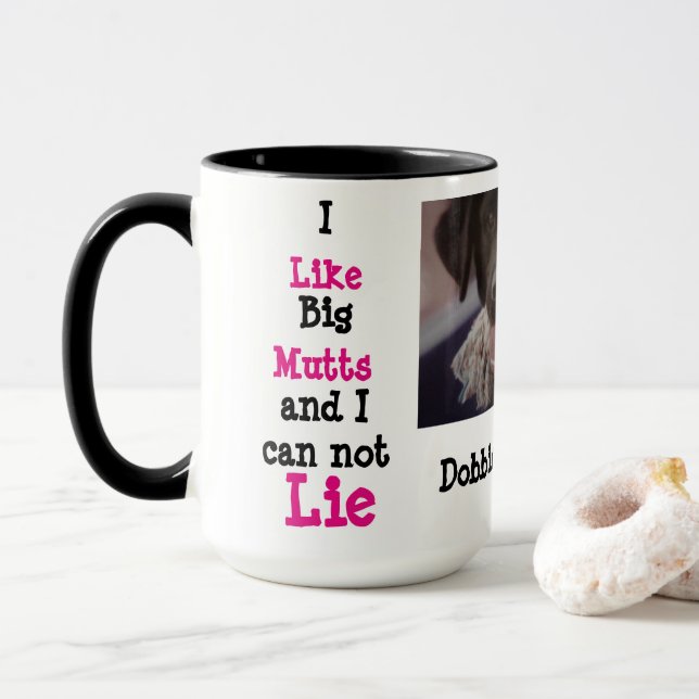 Custom Black 15oz Ringer Mug Dobbie Big By ZAZZ_IT (With Donut)