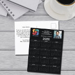 Custom Black 2026 Company Calendar Business Logo Postcard<br><div class="desc">This black and white business calendar postcard is custom made with your professional company name and office contact details. These chic vertical calendar postcards features your logo on one side of the top and personalised professional photo on the other. Contemporary marketing item for a corporation in 2026.</div>