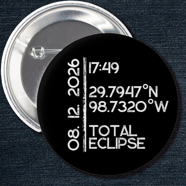 Custom Black 2026 Solar Eclipse 6 Cm Round Badge (Solar Eclipse Keepsake Pin)