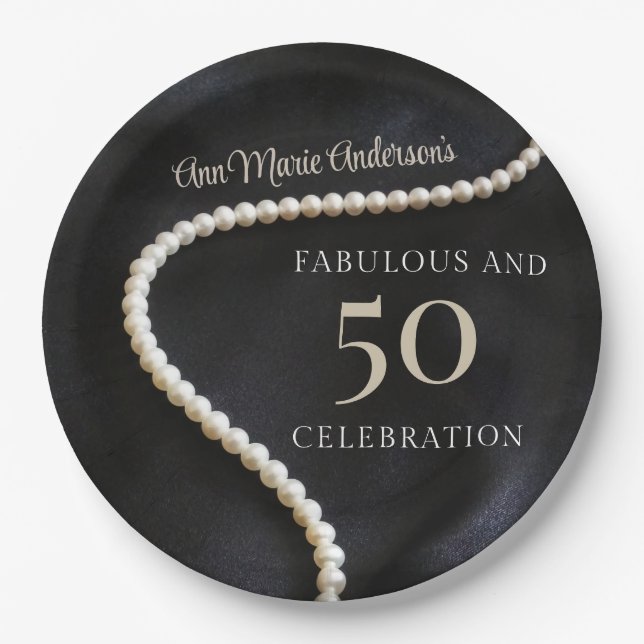 Custom Black 50 and Fabulous Paper Plate (Front)