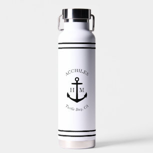Custom Black Anchor Emblem Water Bottle