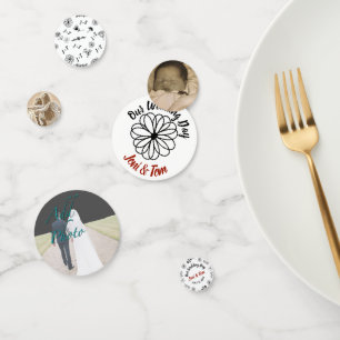 Custom Black and Floral Photo Design Confetti