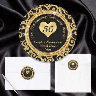 Custom Black and Gold 50th Anniversary Stickers
