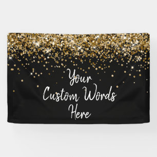 Custom Black and Gold Birthday Party Photo Booth Banner