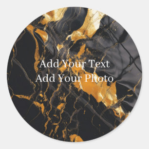 Custom Black and Gold Blank Template Classic Round Sticker