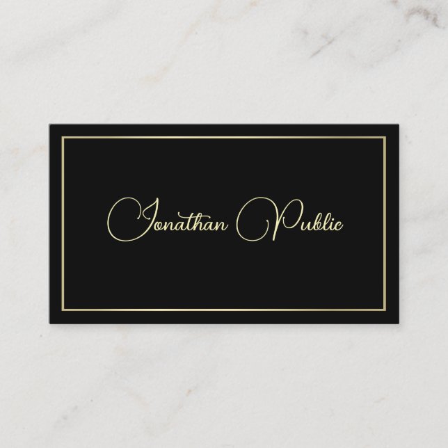 Custom Black And Gold Elegant Typography Template Business Card (Front)