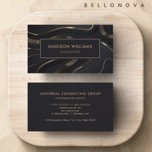 Custom Black And Gold Glitter Professional Business Card