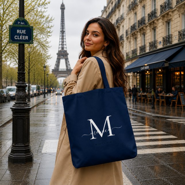 Custom Black and Gold Monogram Name Tote Bag (Creator Uploaded)