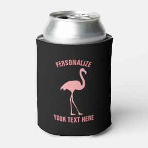 Custom black and pink flamingo bird can coolers