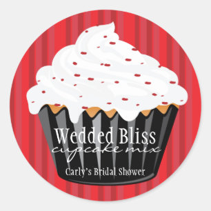 Custom Black and Red Bakery Stickers