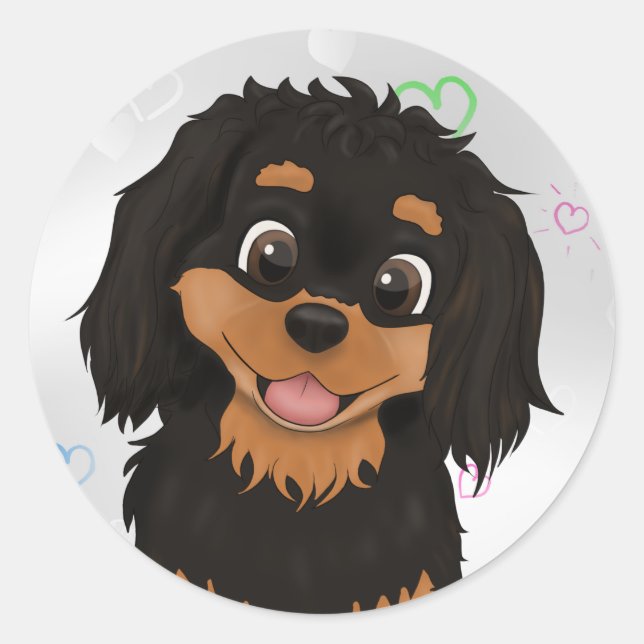 Custom Black and Tan Cavalier Spaniel   Classic Round Sticker (Front)