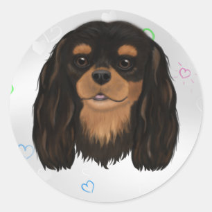 Custom Black and Tan Cavalier Spaniel  Classic Round Sticker
