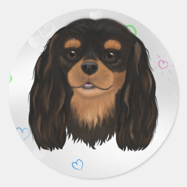 Custom Black and Tan Cavalier Spaniel  Classic Round Sticker (Front)