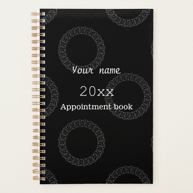 Custom black and white appointment book planner (Front)