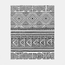 Custom Black and White Aztec Tribal Fleece Blanket