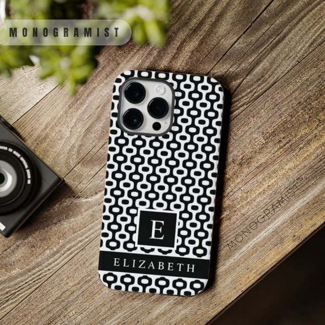 Custom Black And White Brazil Ipanema Geometric  Case-Mate iPhone Case (Custom Black And White Brazil Ipanema Geometric Case-Mate iPhone Case)