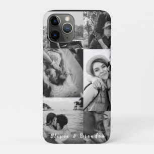 Custom Black and White Couple Photo Collage Names Case-Mate iPhone Case