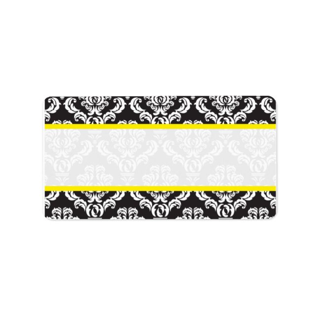 Custom Black And White Damask Wedding Label (Front)