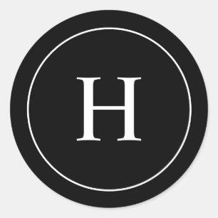 Custom Black and White Elegant Monogram Classic Round Sticker