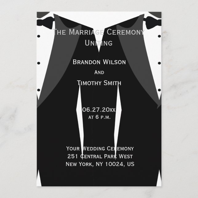 Custom Black And White Gay Wedding Programs Programme (Front)