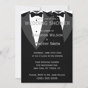 Custom Black And White Gay Wedding Shower Invites