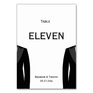 Custom Black And White Gay Wedding Table Numbers