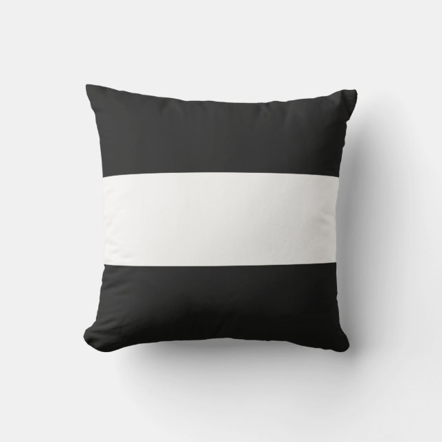 Custom Black and White Horizontal Striped Outdoor Cushion (Front)