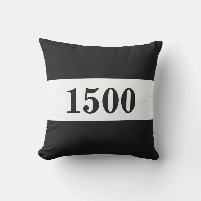Custom Black and White House Number Outdoor Cushion (Front)