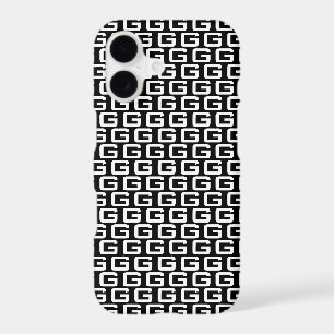 Custom black and white initial letter pattern chic