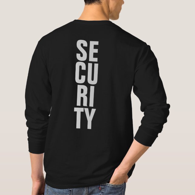 Custom Black And White Mens Security Template T-Shirt (Back)