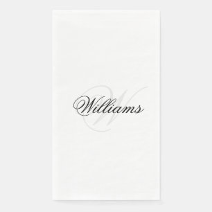 Custom Black and White Name Monogram Guest Towel Napkin
