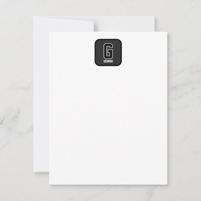 Custom Black and White Personalised Monogram Card (Front)