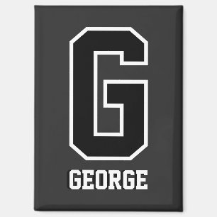 Custom Black and White Personalised Monogram Magnet