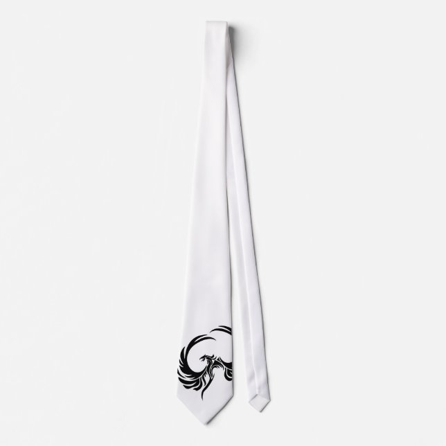 Custom Black and White Phoenix Tie (Front)