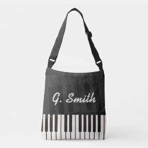 Custom Black and White Piano Keyboard. Add Name. Crossbody Bag