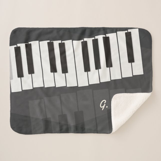 Custom Black and White Piano Keyboard. Add Name. Sherpa Blanket (Front (Horizontal))